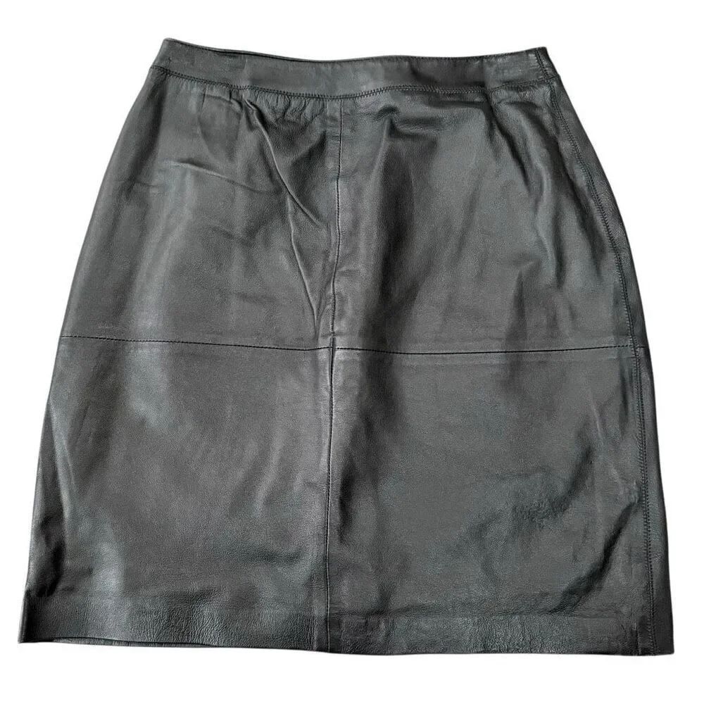 Style & Co Collections vintage Women Genuine Leather Skirt Size 6 black